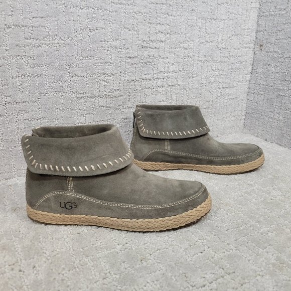 Ugg Varney Women's Size US 6 Gray Moccasin Suede Ankle Boho Bootie Shoes 1104653 - Picture 6 of 10